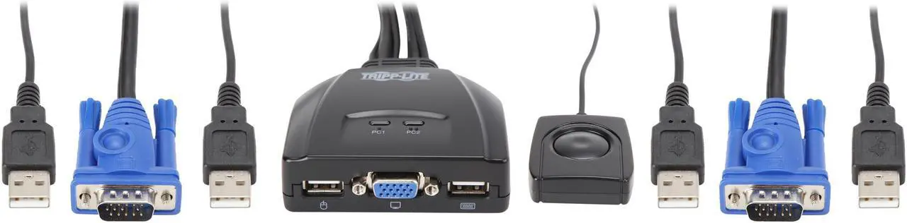 Alt view image 3 of 6 - Tripp Lite 2-Port USB / VGA KVM Switch Cable w/ Audio & Peripheral Sharing (B032-VU2)