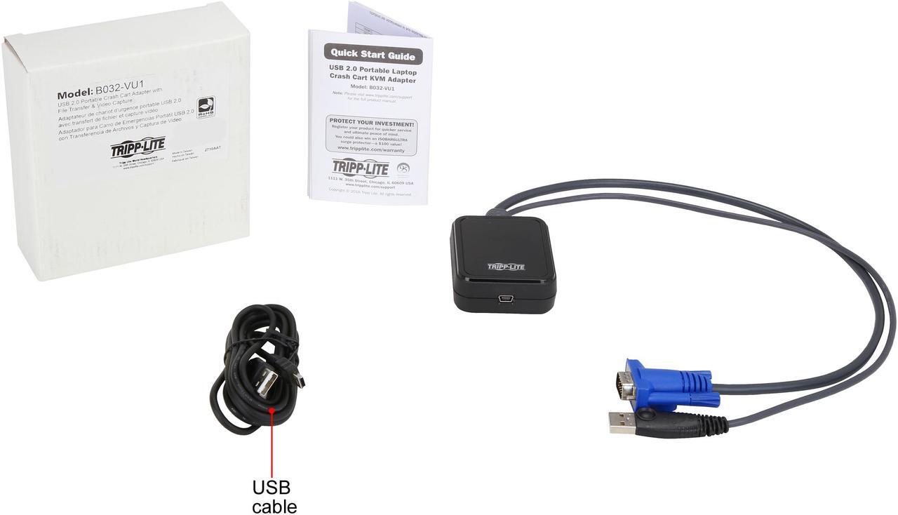 Alt view image 3 of 3 - TRIPP LITE B032-VU1 KVM Console to USB 2.0 Portable Laptop Crash Cart Adapter with File Transfer and Video Capture