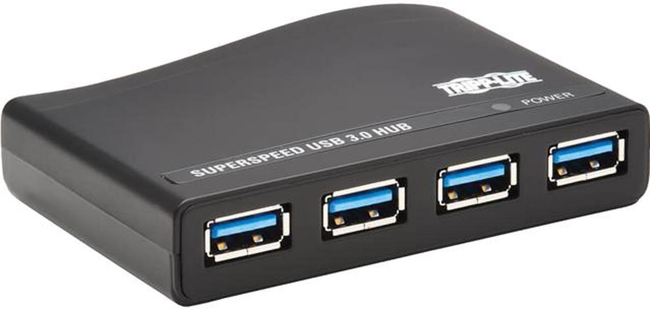 Tripp Lite 4-Port USB-A Mini Hub - USB 3.2 Gen 1, International Plug Adapters for UK, EU, & Australia (U360-004-R-INT)