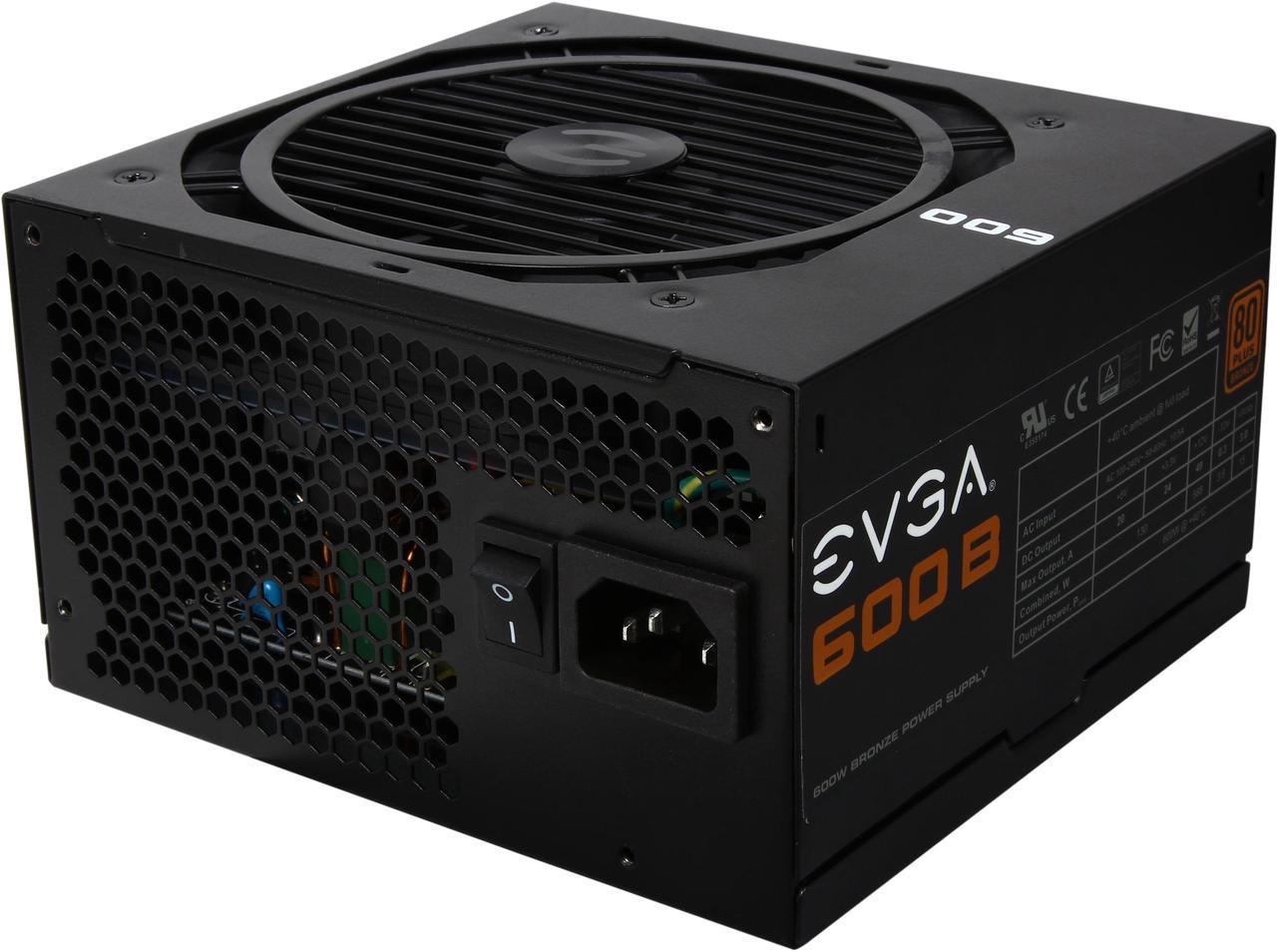 EVGA 600B 100-B1-0600-RX 600W ATX12V / EPS12V 80 PLUS BRONZE Certified Power Supply Factory Refurbished