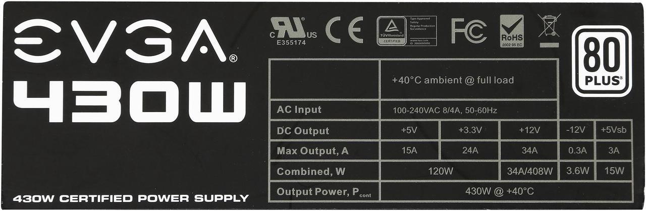 Alt view image 5 of 7 - EVGA 100-W1-0430-RX 430W ATX12V / EPS12V 80 PLUS Certified Active PFC Power Supply Intel 4th Gen CPU Ready Factory Refurbished
