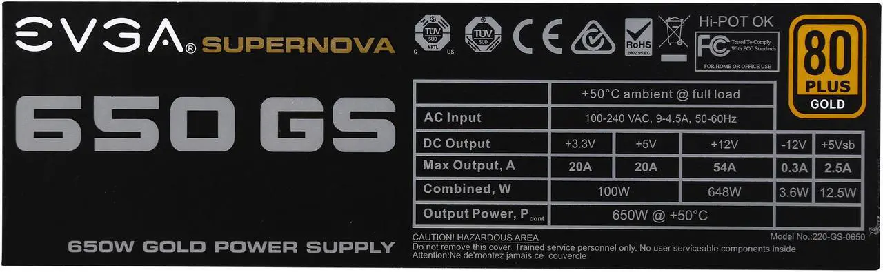 Alt view image 7 of 7 - EVGA SuperNOVA 650 GS 220-GS-0650-V1 80+ GOLD 650W Fully Modular EVGA ECO Mode Includes FREE Power On Self Tester Power Supply