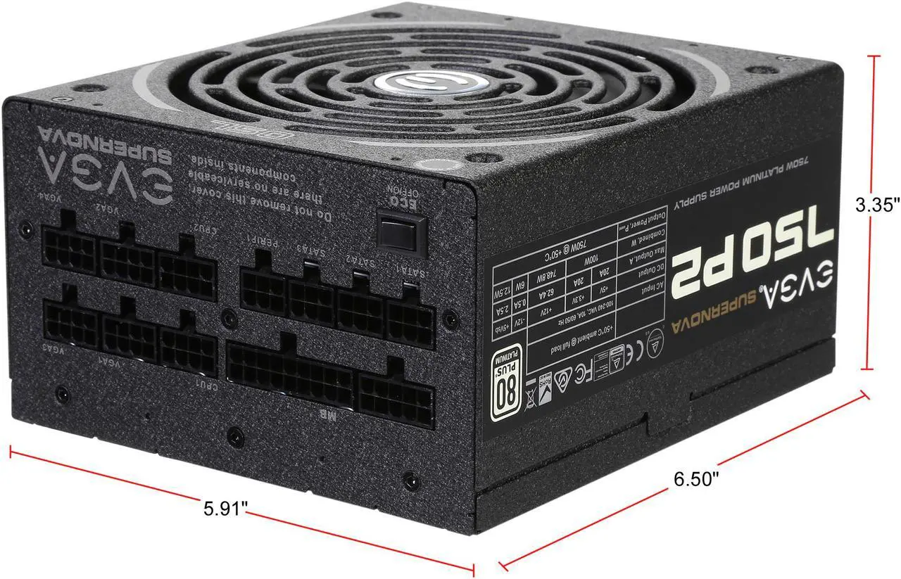 Alt view image 5 of 7 - EVGA SuperNOVA 750 P2 220-P2-0750-X1 80+ PLATINUM 750W Fully Modular EVGA ECO Mode Includes FREE Power On Self Tester Power Supply