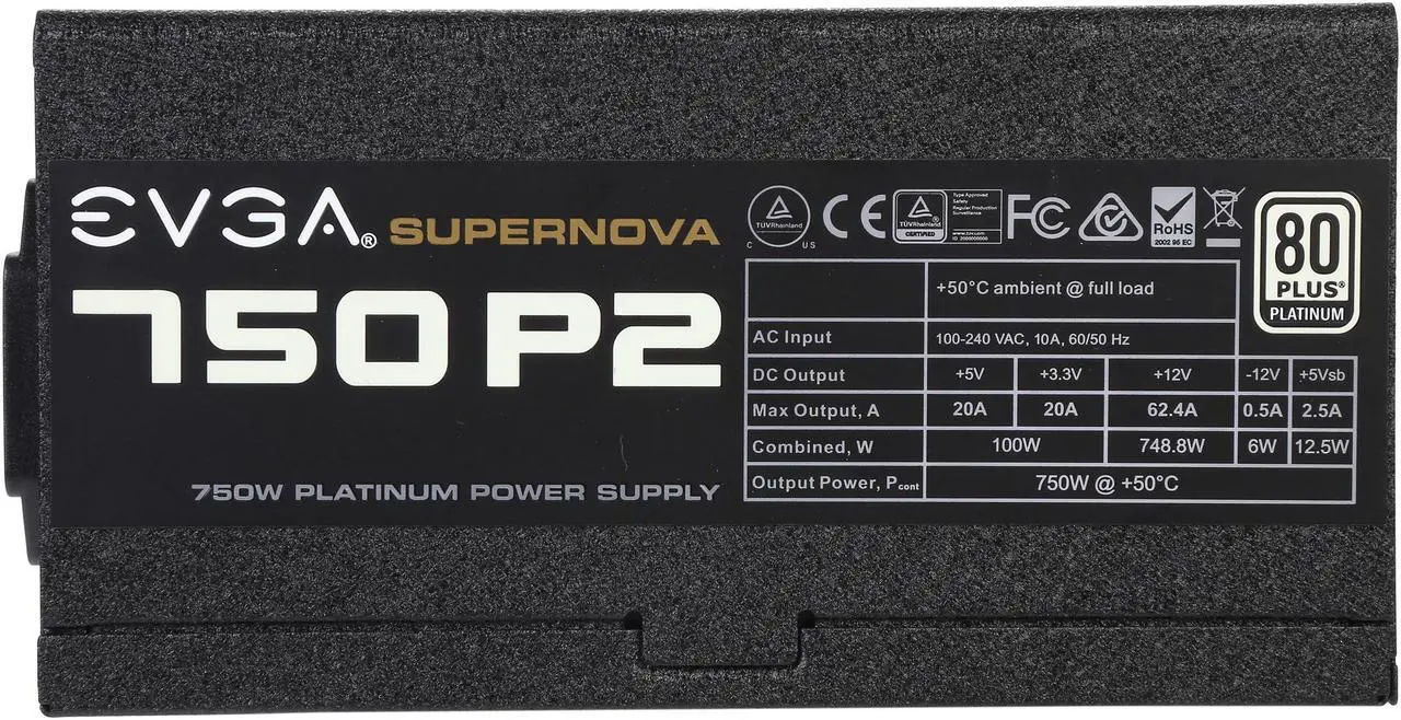 Alt view image 6 of 7 - EVGA SuperNOVA 750 P2 220-P2-0750-X1 80+ PLATINUM 750W Fully Modular EVGA ECO Mode Includes FREE Power On Self Tester Power Supply