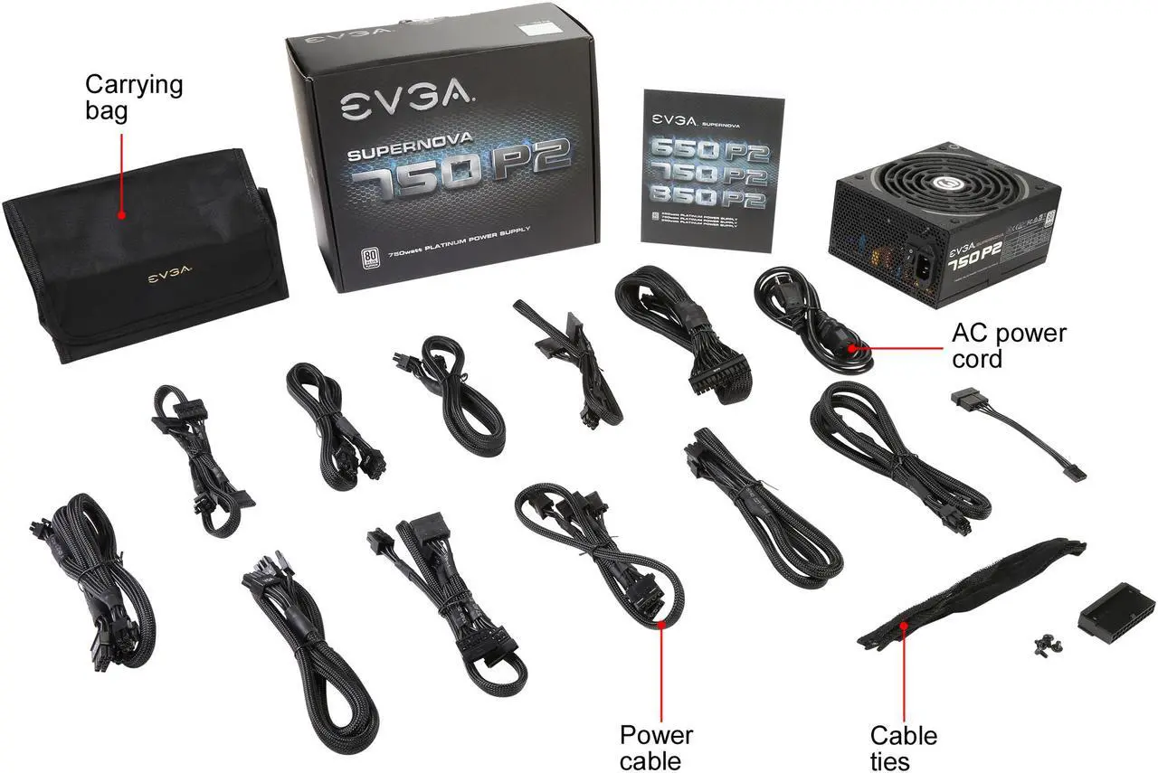 Alt view image 8 of 7 - EVGA SuperNOVA 750 P2 220-P2-0750-X1 80+ PLATINUM 750W Fully Modular EVGA ECO Mode Includes FREE Power On Self Tester Power Supply