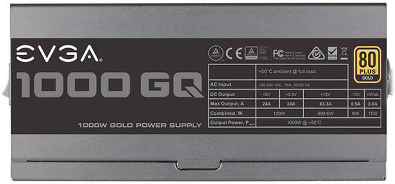 Alt view image 3 of 8 - EVGA 1000 GQ (210-GQ-1000-V3) 1000W ATX SLI Ready CrossFire Ready 80 PLUS GOLD Certified Semi-Modular Active PFC Power Supply