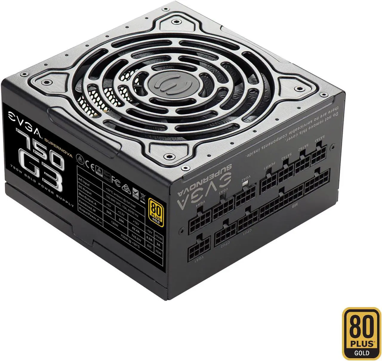 Main image of EVGA SuperNOVA 750 G3, 220-G3-0750-X1, 80+ GOLD, 750W Fully Modular, EVGA ECO Mode with New HDB Fan, Includes FREE Power On Self Tester, Compact 150mm Size, Power Supply