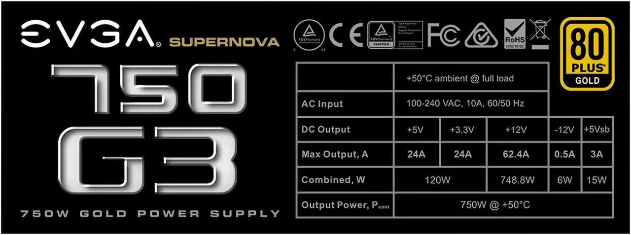 Alt view image 4 of 8 - EVGA SuperNOVA 750 G3, 220-G3-0750-X1, 80+ GOLD, 750W Fully Modular, EVGA ECO Mode with New HDB Fan, Includes FREE Power On Self Tester, Compact 150mm Size, Power Supply