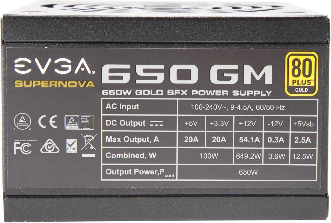 Alt view image 4 of 7 - EVGA SuperNOVA 650 GM, 80 Plus Gold 650W, Fully Modular, ECO Mode with DBB Fan, Includes Power ON Self Tester, SFX Form Factor, Power Supply, 123-GM-0650-Y1