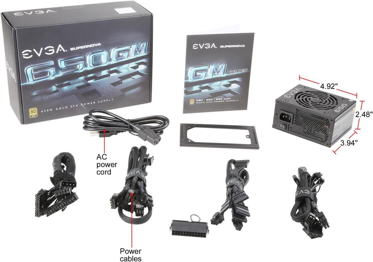 Alt view image 8 of 7 - EVGA SuperNOVA 650 GM, 80 Plus Gold 650W, Fully Modular, ECO Mode with DBB Fan, Includes Power ON Self Tester, SFX Form Factor, Power Supply, 123-GM-0650-Y1