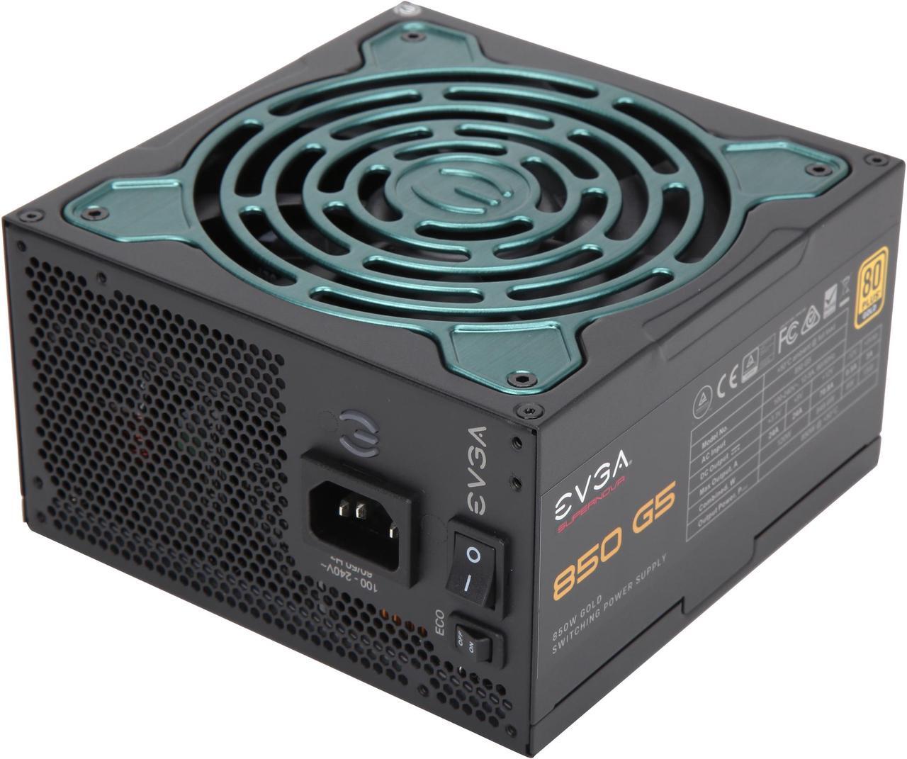 Main image of EVGA SuperNOVA 850 G5, 80 Plus Gold 850W, Fully Modular, ECO Mode with Fdb Fan, 100% Japanese Capacitors, 10 Year Warranty, Compact 150mm Size, Power Supply 220-G5-0850-X1