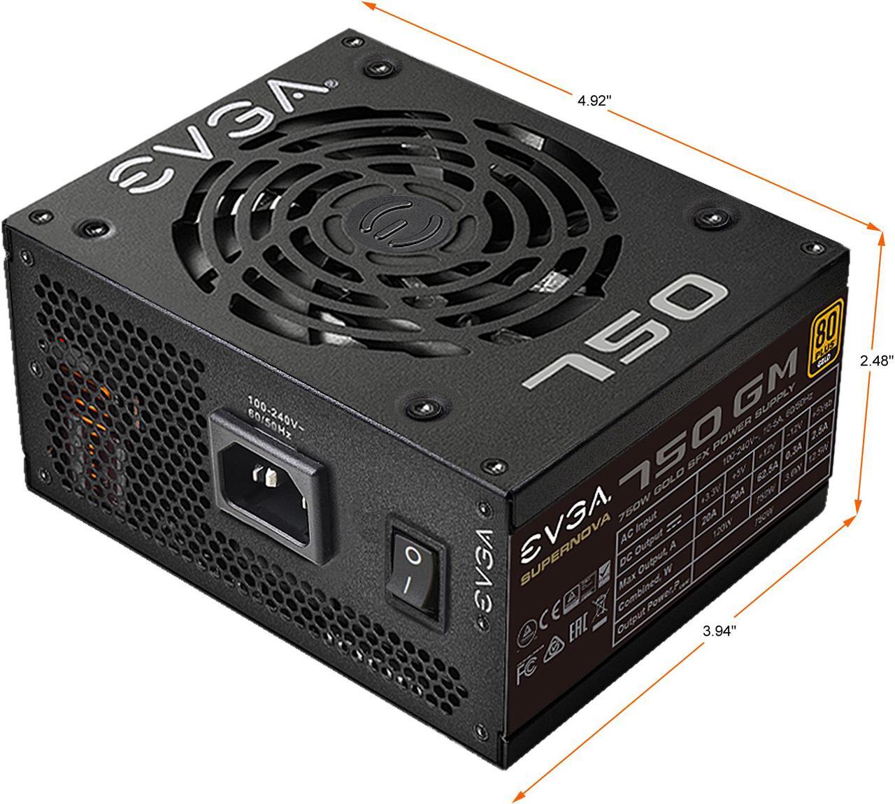 Alt view image 3 of 9 - EVGA SuperNOVA 750 GM 123-GM-0750-X1 80 PLUS Gold 750W, Fully Modular, ECO Mode with FDB Fan, Includes Power ON Self Tester, SFX Form Factor, Power Supply