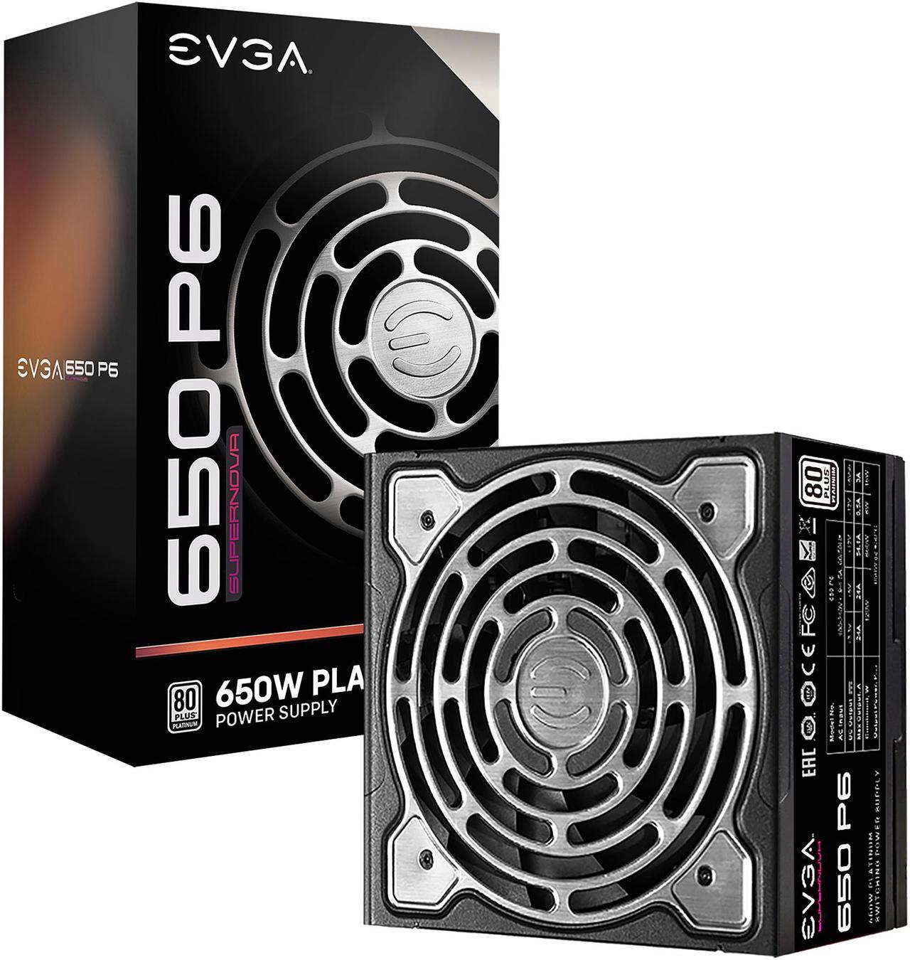 EVGA SuperNOVA 650 P6, 80 Plus Platinum 650W, Fully Modular, Eco Mode with FDB Fan, 10 Year Warranty, Includes Power ON Self Tester, Compact 140mm Size, Power Supply 220-P6-0650-X1