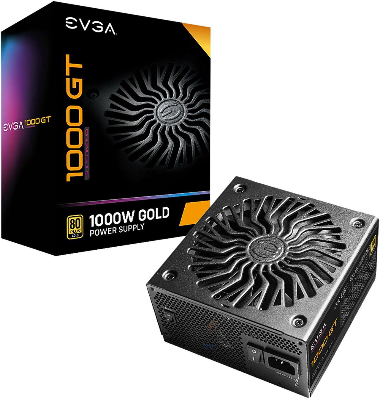 EVGA SuperNOVA 1000 GT, 80 Plus Gold 1000W, Fully Modular, Eco Mode with FDB Fan, 100% Japanese Capacitors, 10 Year Warranty, Includes Power ON Self Tester, Compact 150mm Size, 220-GT-1000-X1