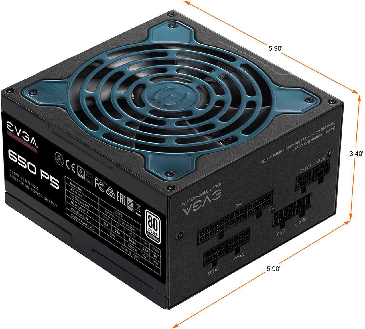 Alt view image 3 of 9 - EVGA SuperNOVA 650 P5, 80 Plus Platinum 650W, Fully Modular, Eco Mode with FDB Fan, 10 Year Warranty, Includes Power ON Self Tester, Compact 150mm Size, Power Supply 220-P5-0650-X1