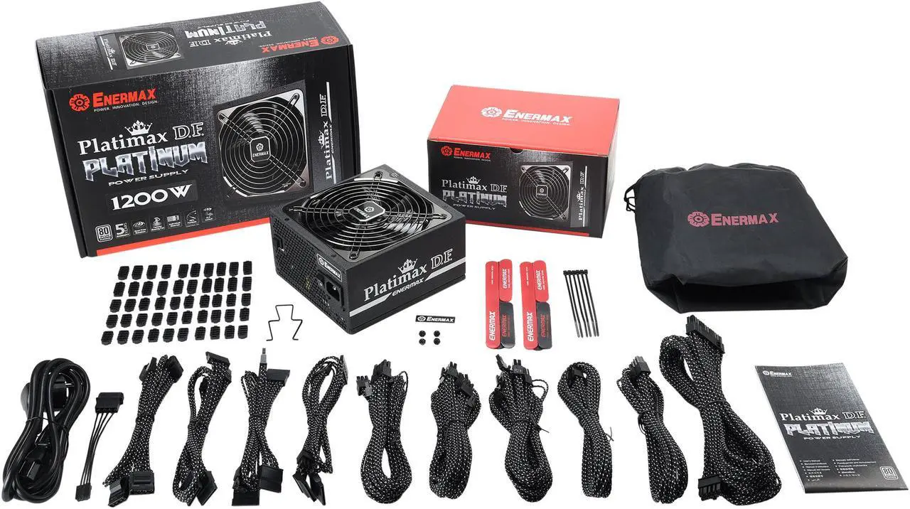 Alt view image 6 of 7 - Enermax Platimax D.F. 1200W 80 PLUS Platinum Certified Full Modular, 10 Year Warranty, Active PFC Power Supply, EPF1200EWT