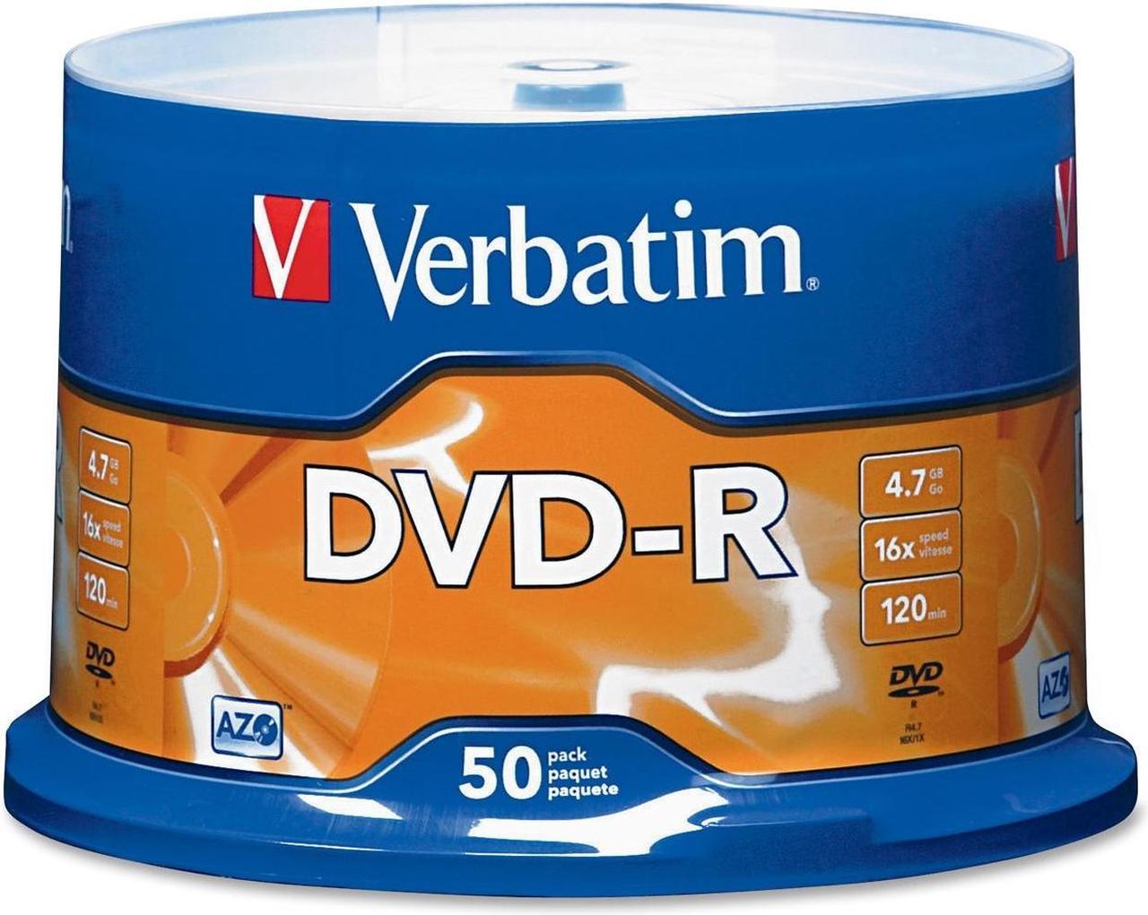 Verbatim 4.7GB 16X DVD-R 50 Packs Spindle Disc with Advanced Azo Recording Dye Model 95101