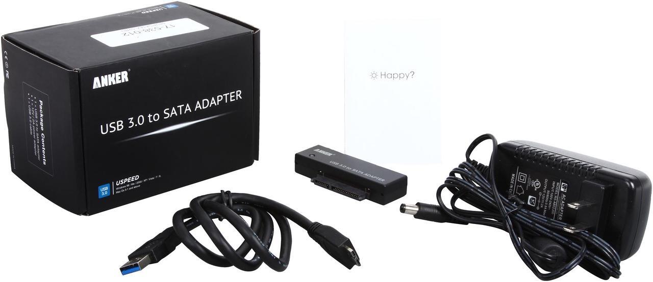 Alt view image 6 of 6 - Anker 68UPSATAA-02BU USB 3.0 to SATA 3ft Converter Adapter Cable for 2.5"/3.5" HDD & SSD, Power Adapter included