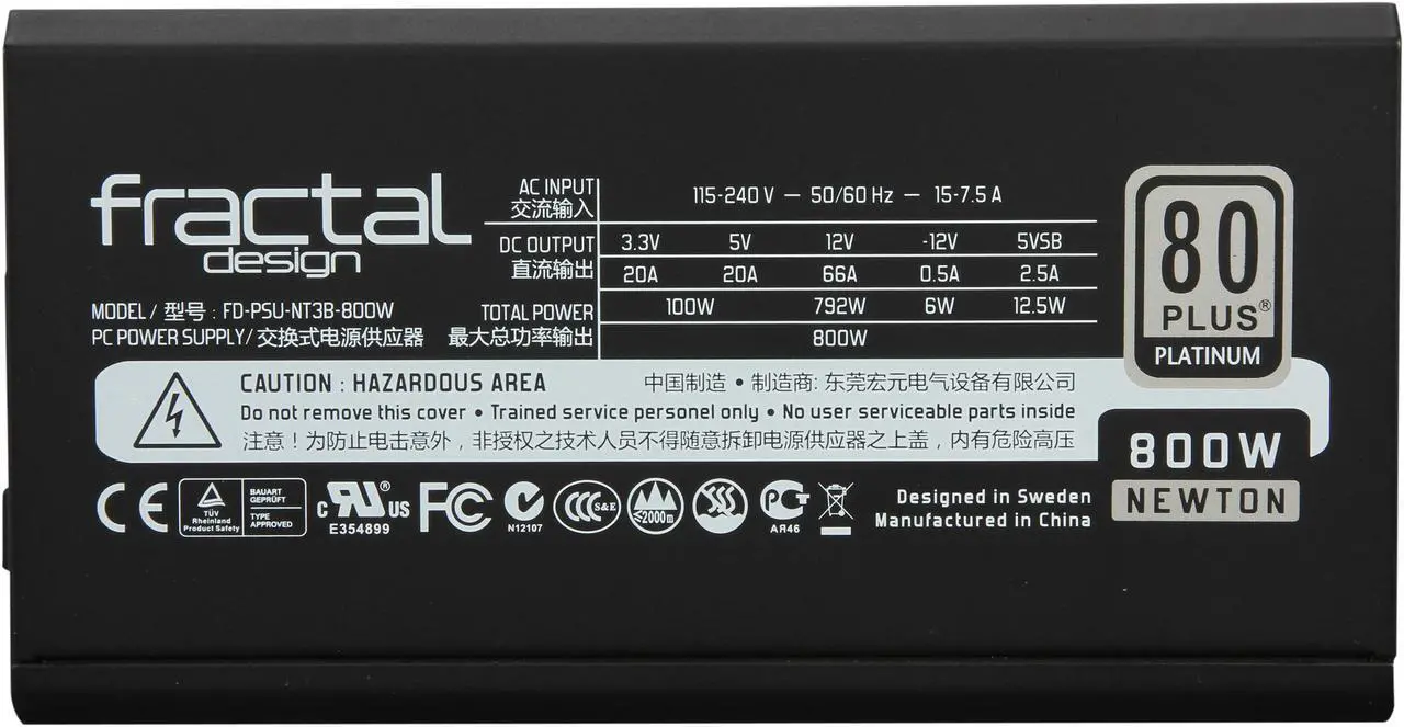 Alt view image 5 of 7 - Fractal Design Newton R3 800W ATX12V / EPS12V SLI Ready CrossFire Certified 80 PLUS PLATINUM Certified Modular Power Supply