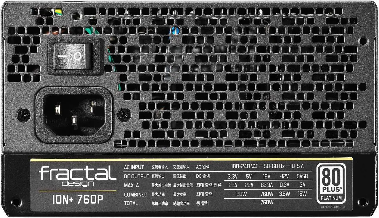 Alt view image 7 of 16 - Fractal Design Ion+ 760P 80 PLUS Platinum Certified 760W Full Modular Compact ATX Power Supply with UltraFlex Cables