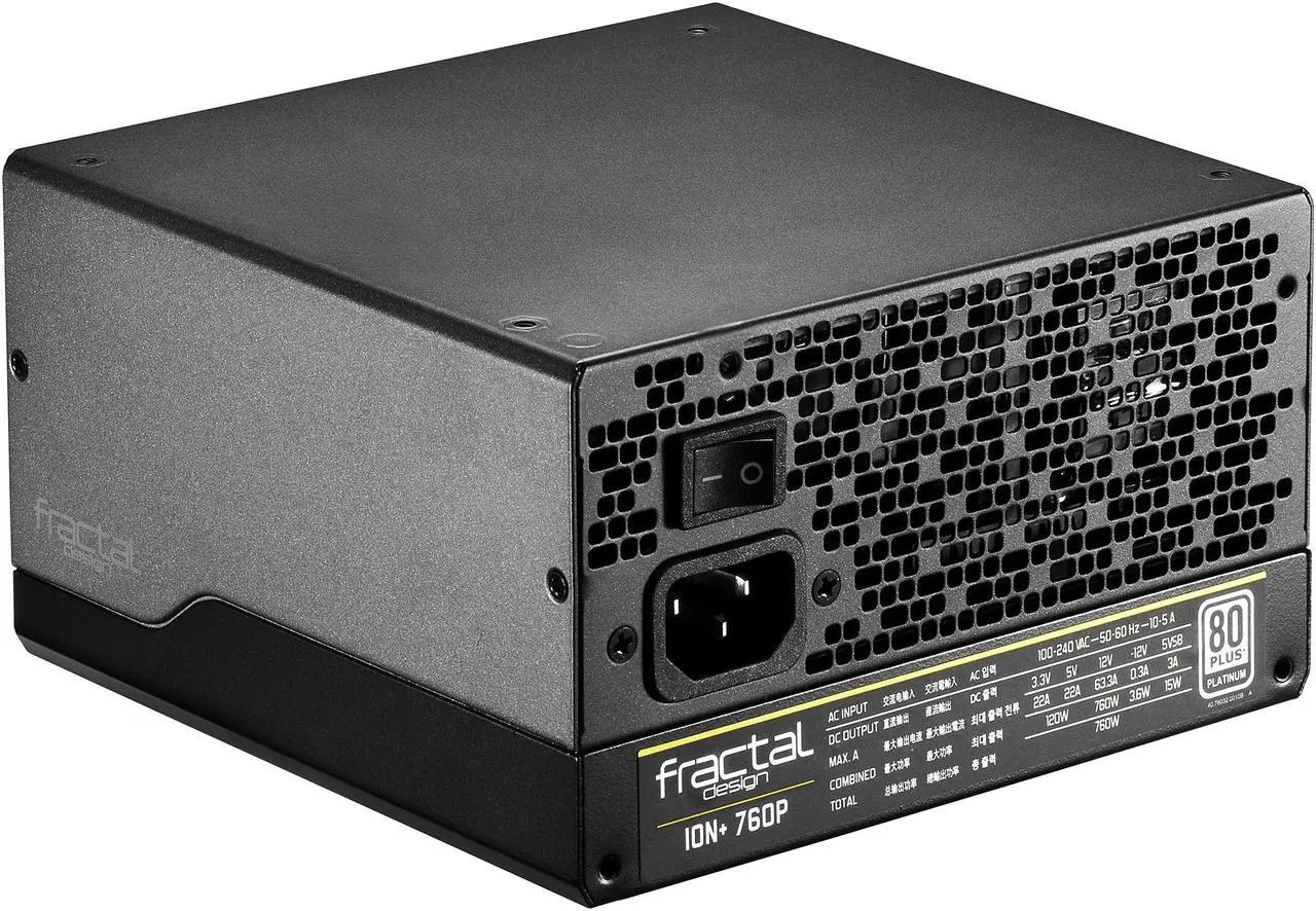 Alt view image 2 of 16 - Fractal Design Ion+ 760P 80 PLUS Platinum Certified 760W Full Modular Compact ATX Power Supply with UltraFlex Cables