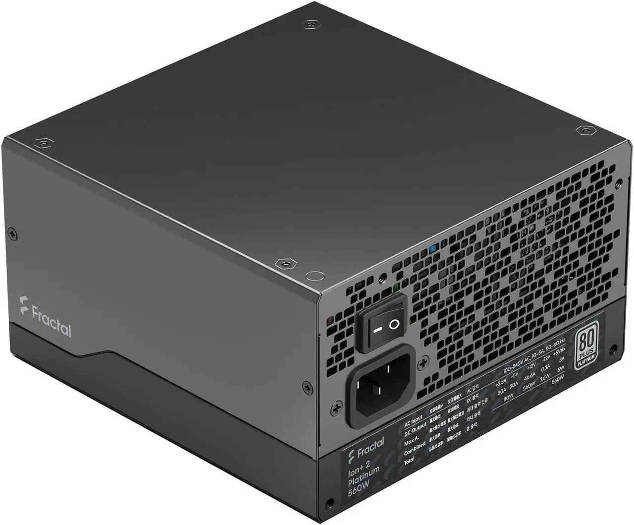 Alt view image 5 of 18 - Fractal Design Ion+ 2 Platinum 560 W ATX12V 2.52 / EPS12V 2.92 80 PLUS PLATINUM Certified Full Modular Active PFC Power Supply