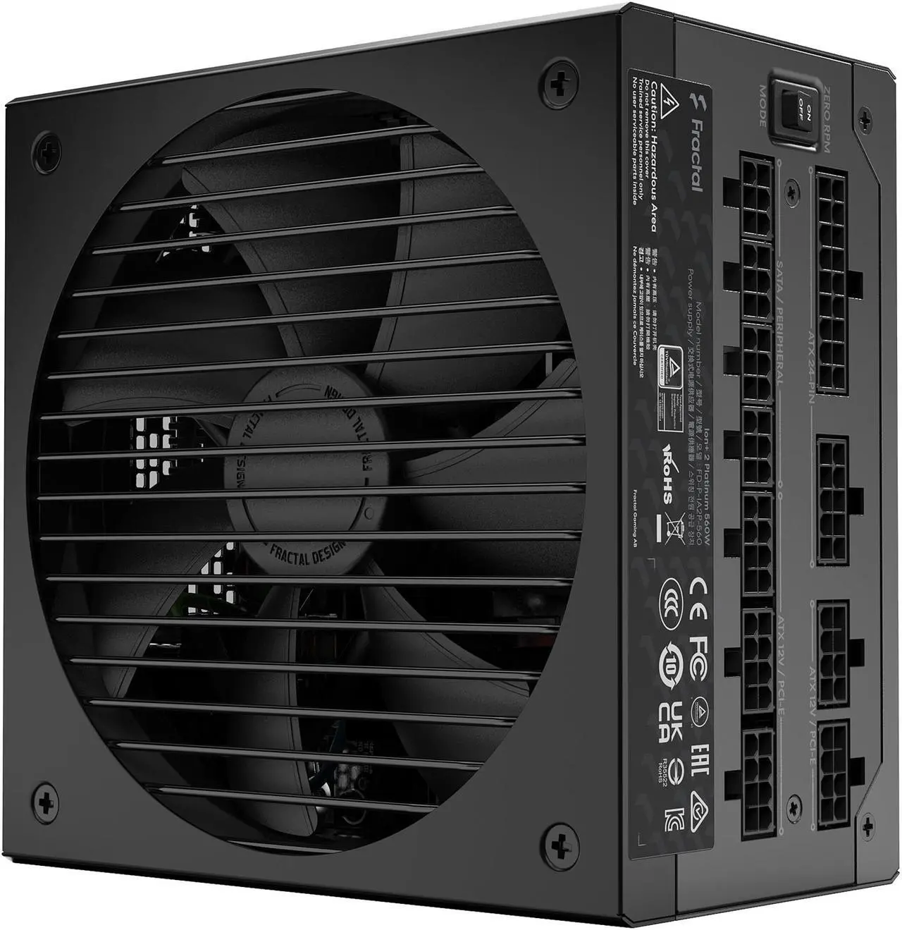 Alt view image 12 of 18 - Fractal Design Ion+ 2 Platinum 560 W ATX12V 2.52 / EPS12V 2.92 80 PLUS PLATINUM Certified Full Modular Active PFC Power Supply