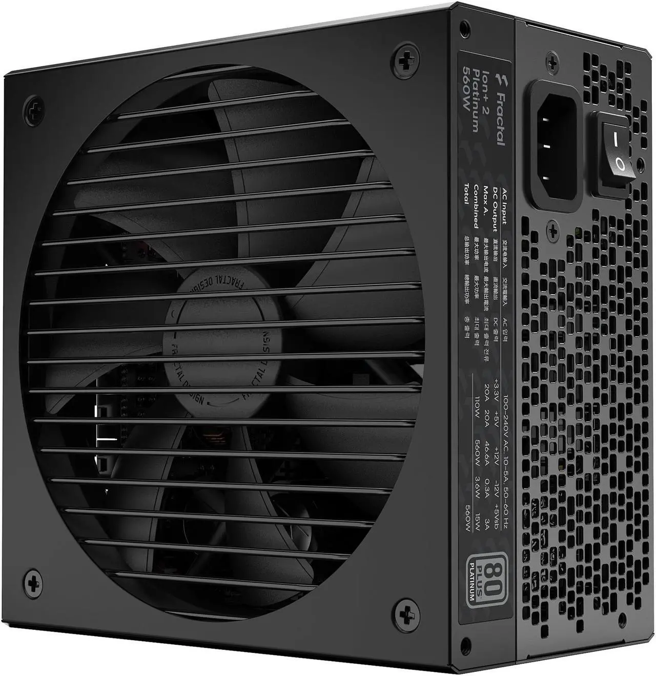 Alt view image 13 of 18 - Fractal Design Ion+ 2 Platinum 560 W ATX12V 2.52 / EPS12V 2.92 80 PLUS PLATINUM Certified Full Modular Active PFC Power Supply