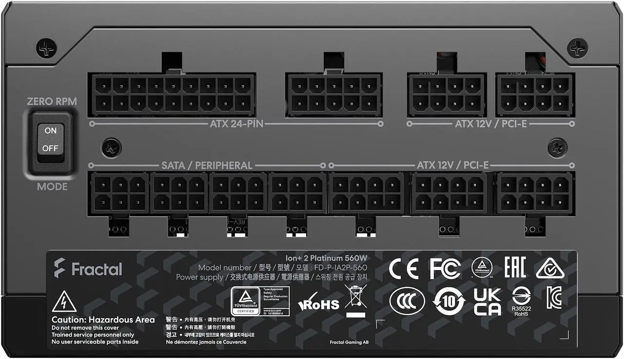 Alt view image 7 of 18 - Fractal Design Ion+ 2 Platinum 560 W ATX12V 2.52 / EPS12V 2.92 80 PLUS PLATINUM Certified Full Modular Active PFC Power Supply