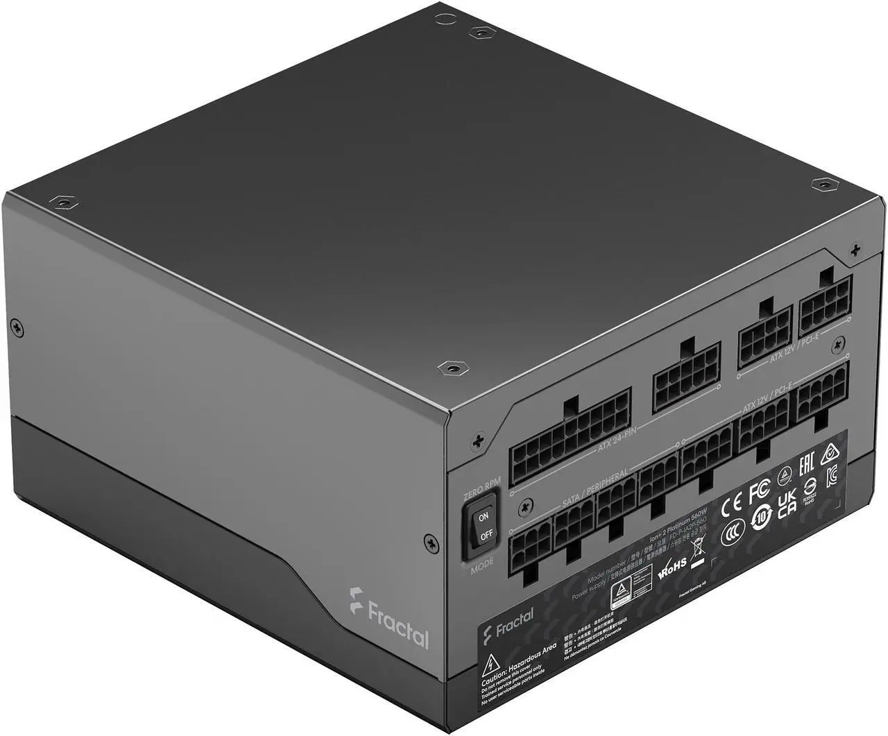 Alt view image 3 of 18 - Fractal Design Ion+ 2 Platinum 560 W ATX12V 2.52 / EPS12V 2.92 80 PLUS PLATINUM Certified Full Modular Active PFC Power Supply