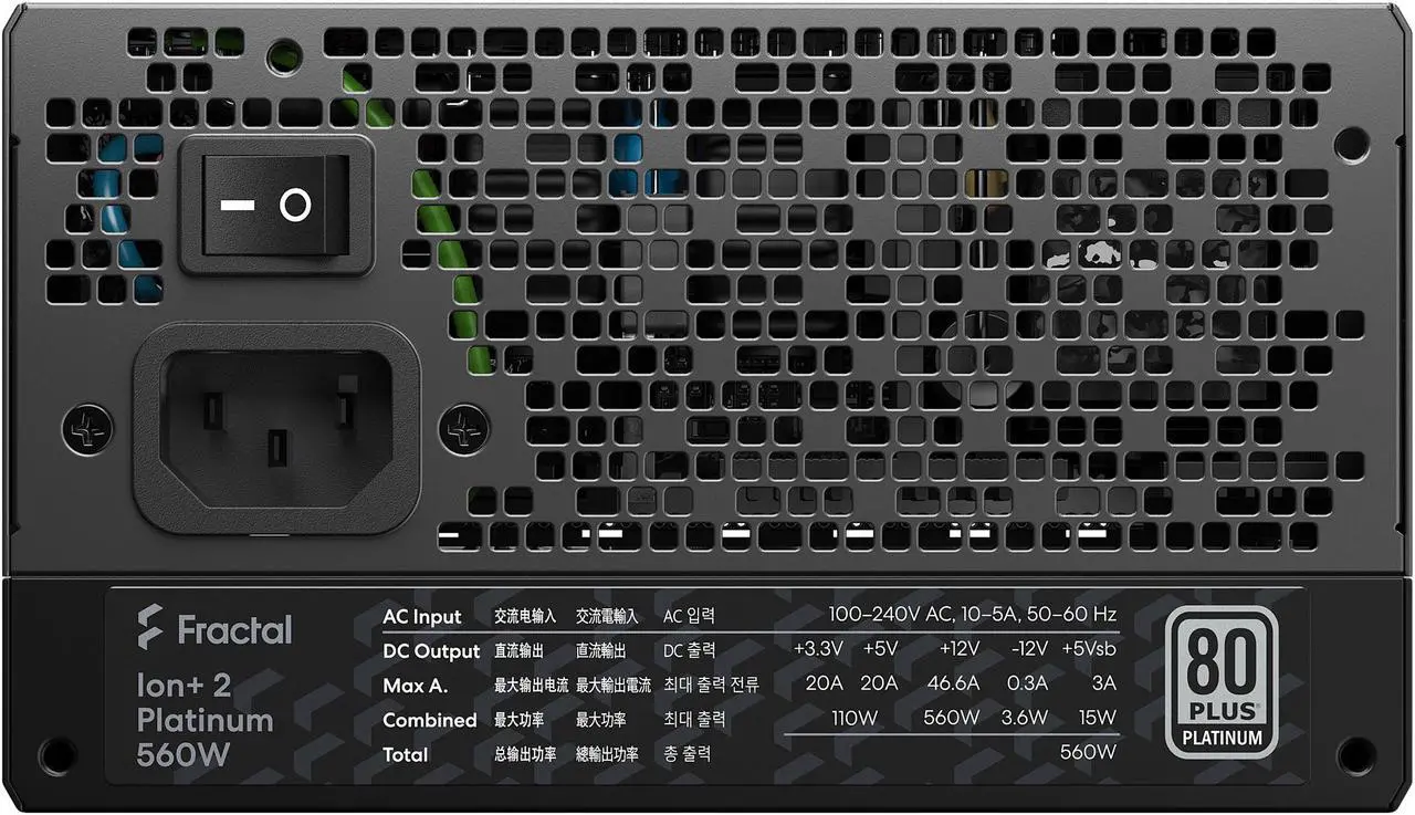 Alt view image 8 of 18 - Fractal Design Ion+ 2 Platinum 560 W ATX12V 2.52 / EPS12V 2.92 80 PLUS PLATINUM Certified Full Modular Active PFC Power Supply