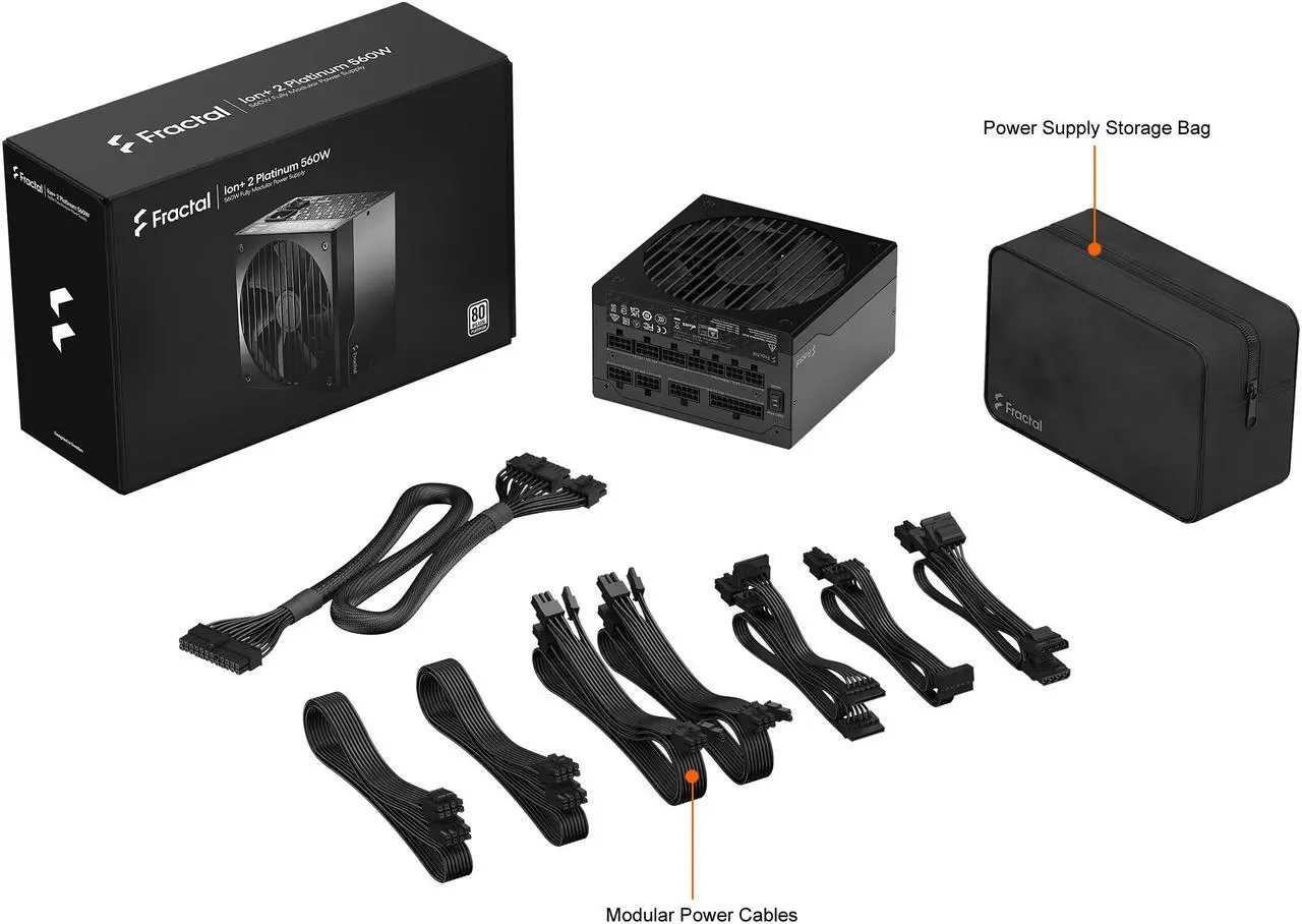 Alt view image 18 of 18 - Fractal Design Ion+ 2 Platinum 560 W ATX12V 2.52 / EPS12V 2.92 80 PLUS PLATINUM Certified Full Modular Active PFC Power Supply