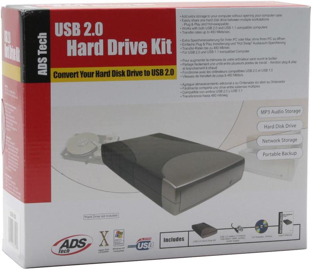 Alt view image 6 of 6 - ADS Tech USBX-835 Supports All Hard Drives Of Any Size 48-bit addressing for ATA-6 large hard drives ATA - IDE, Ultra DMA 33/66 or ATA-100/133 IDE USB2.0(type B) Hard Drive Kit