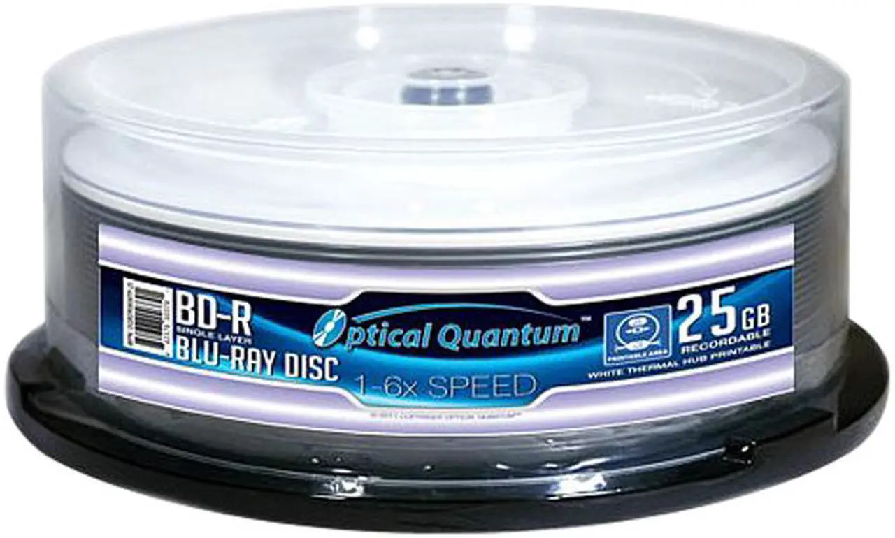 Main image of Optical Quantum 25GB 6X BD-R White Thermal Printable 25 Packs Spindle Blu-ray Disc Model OQBDR06WTP-25