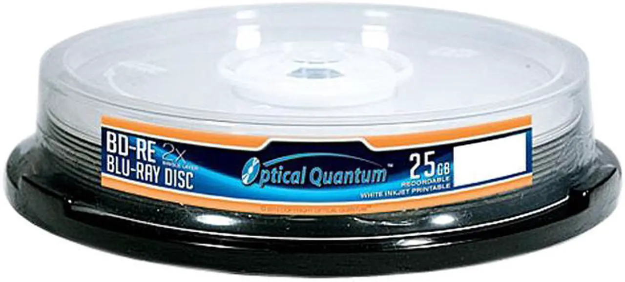 Optical Quantum 25GB 2X BD-RE White Inkjet Printable 10 Packs Blu-ray ...