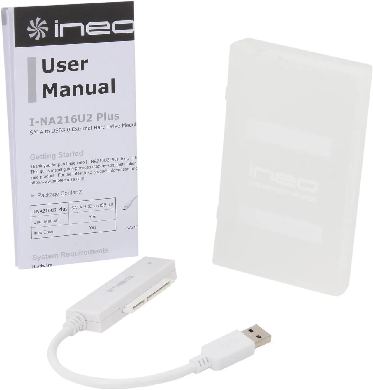 Alt view image 4 of 5 - Ineo I-NA216U2 PLUS 2.5 Inch USB 3.0 to SATA III Hard Drive Adapter Cable with Protection Case for SSD/HDD [Supports 3TB+]