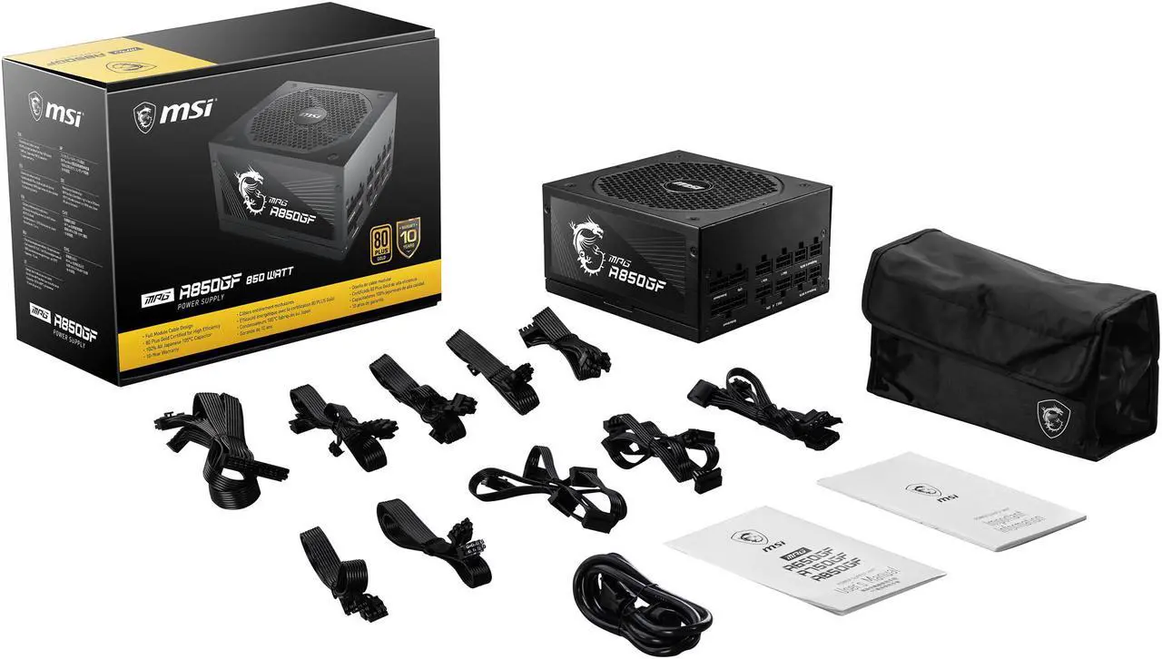 Alt view image 15 of 16 - MSI - MPG A850GF PCIE 5.0, 80 GOLD Full Modular Gaming PSU, Japanese Electrolytic capacitor, 850W ATX Power Supply