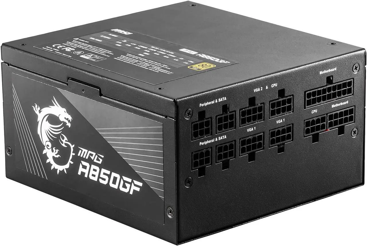 Alt view image 4 of 16 - MSI - MPG A850GF PCIE 5.0, 80 GOLD Full Modular Gaming PSU, Japanese Electrolytic capacitor, 850W ATX Power Supply