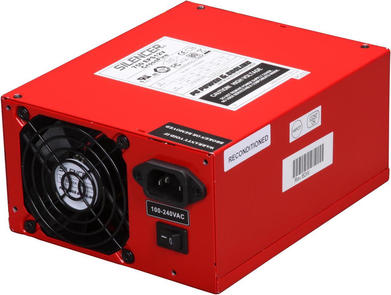 PC Power and Cooling Silencer 750 Quad Red 750 W ATX12V / EPS12V SLI Certified 80 PLUS Certified Active PFC Power Supply