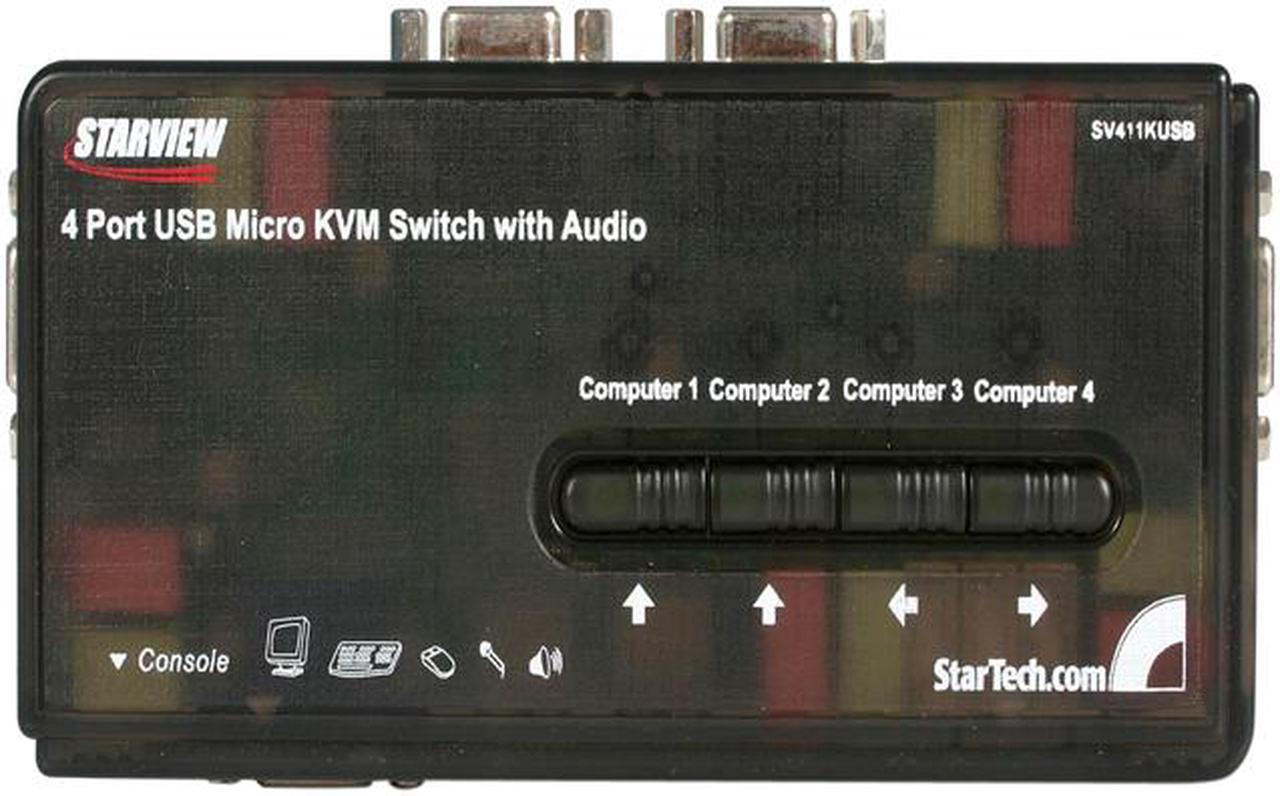 StarTech.com SV411KUSB 4 Port Mini USB KVM Kit with Cables and Audio Switching