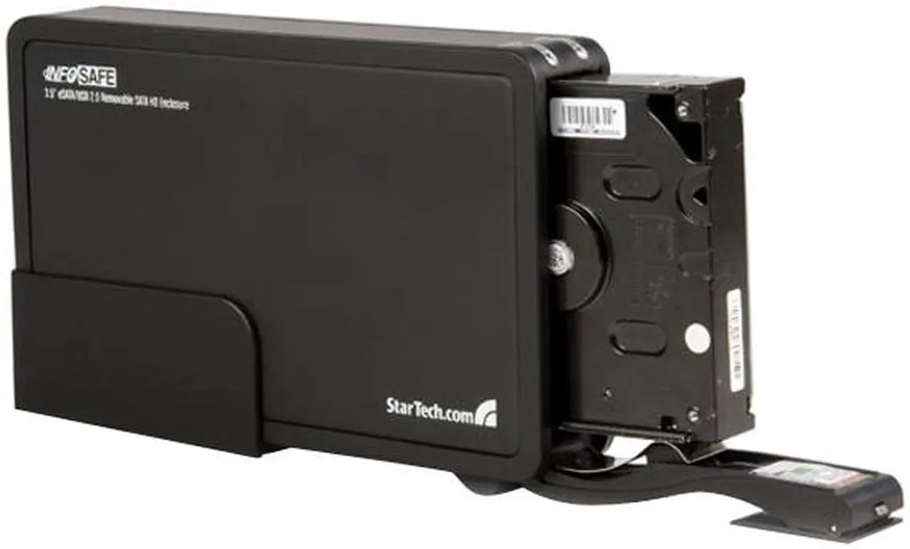 Alt view image 2 of 6 - StarTech SAT3510BU2E Aluminum 3.5" Black eSATA USB Trayless SATA External Hard Drive Enclosure