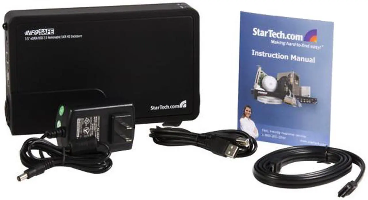 Alt view image 5 of 6 - StarTech SAT3510BU2E Aluminum 3.5" Black eSATA USB Trayless SATA External Hard Drive Enclosure