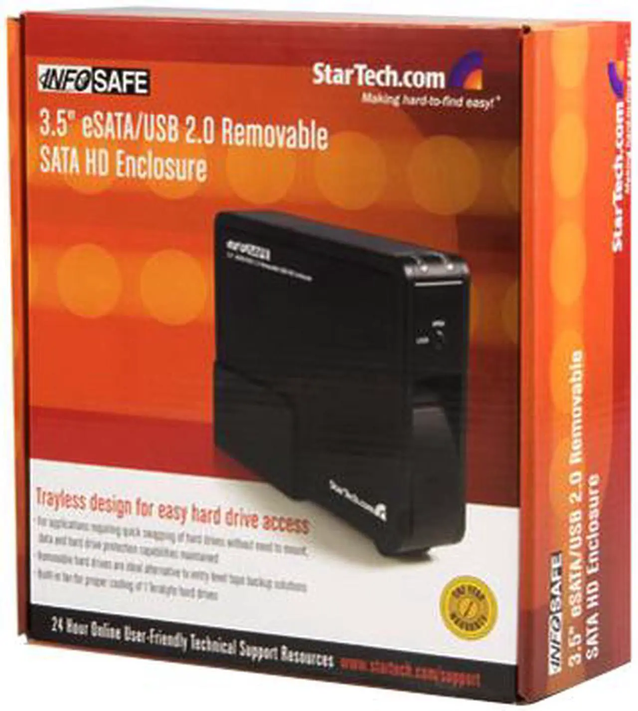 Alt view image 6 of 6 - StarTech SAT3510BU2E Aluminum 3.5" Black eSATA USB Trayless SATA External Hard Drive Enclosure