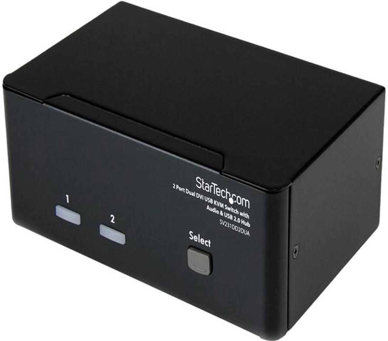 StarTech.com SV231DD2DUA 2-Port Dual KVM Switch with Audio for DVI Computers - Built-in USB 2.0 Hub - USB