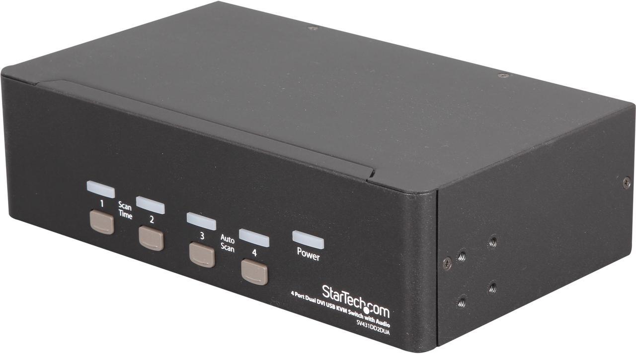 StarTech.com SV431DD2DUA 4-Port Dual KVM Switch with Audio for DVI Computers - Built-in USB Hub