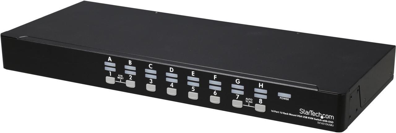 StarTech.com SV1631DUSBUK 16 Port 1U Rack Mount USB KVM Switch Kit with OSD and Cables