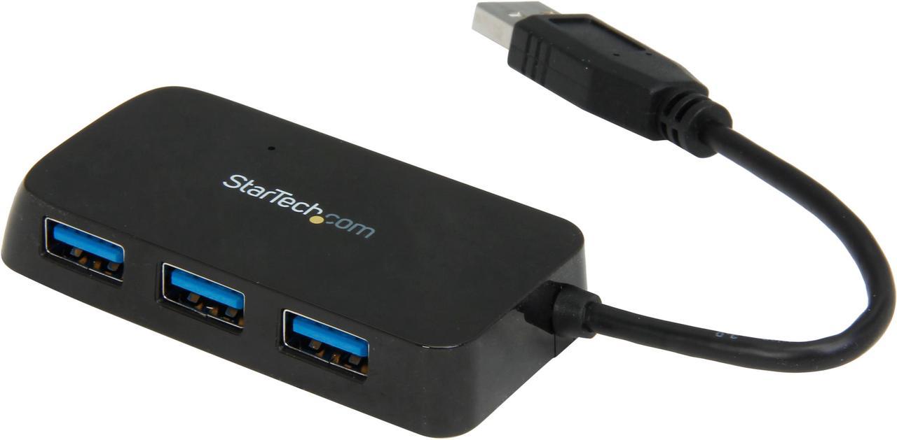 StarTech.com ST4300MINU3B 4 Port USB 3.0 Hub - Built-in Cable - Compact - SuperSpeed - Black - USB Splitter - USB Port Expander - USB 3 Hub