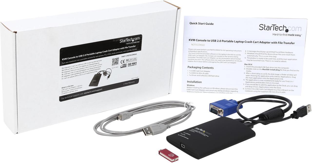 Alt view image 5 of 5 - StarTech.com NOTECONS02 KVM Console to Laptop USB 2.0 Portable Crash Cart Adapter with File Transfer & Video Capture - Portable KVM Console