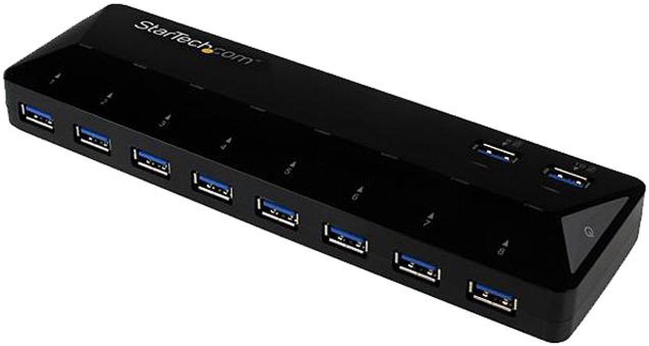 StarTech.com ST103008U2C 10-Port USB 3.0 Hub with Charge and Sync Ports - 2x 1.5A Ports - USB Hub and Fast-Charging Station with 48W Power Adapter