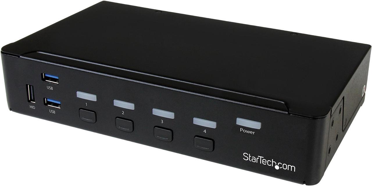 StarTech.com SV431DPU3A2 4-Port DisplayPort KVM Switch - DP KVM Switch with Built-in USB 3.0 Hub for Peripherals - 4K 30Hz